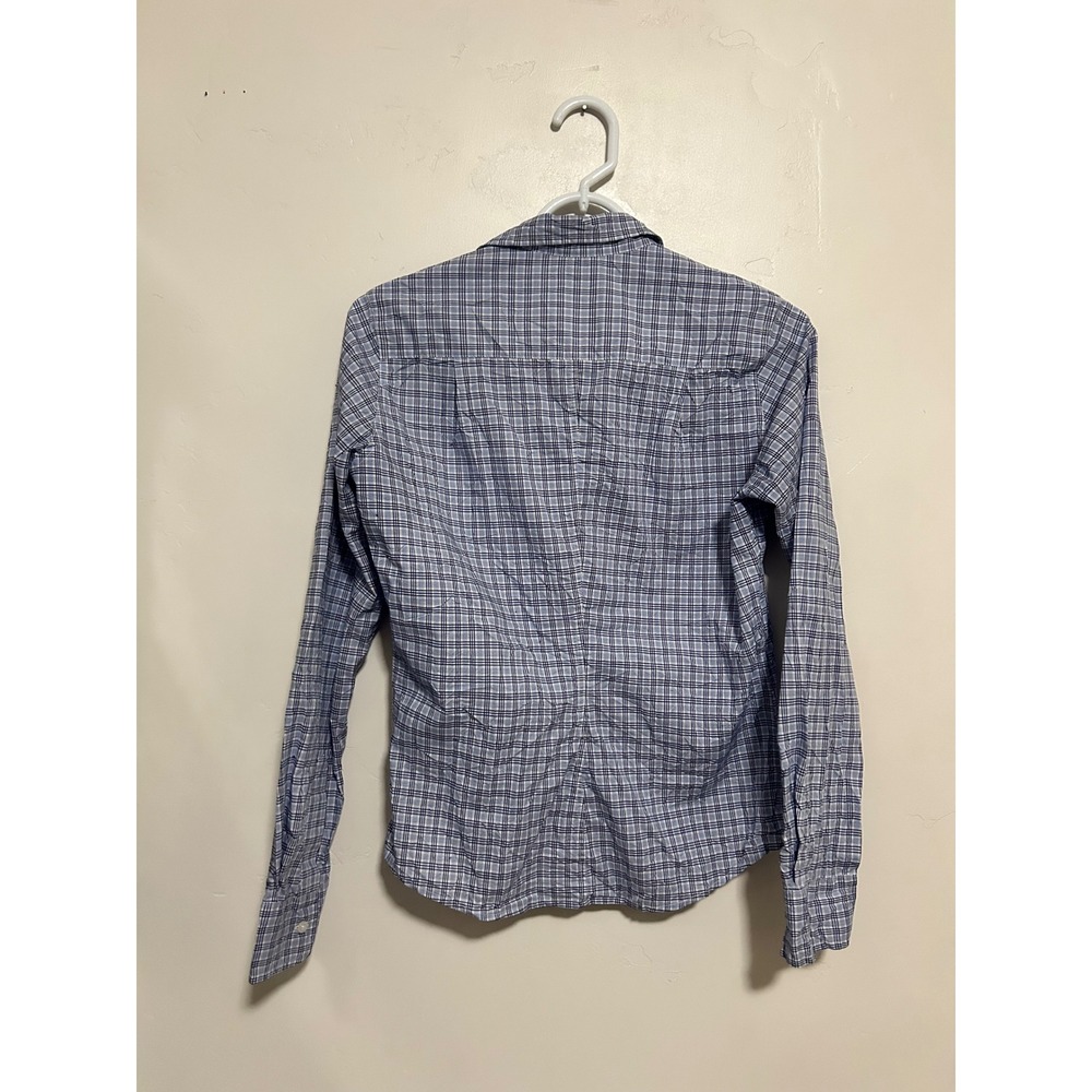 Frank &‎ Eileen Barry Blue White Plaid Cotton Button Down Shirt XS Made in USA - Picture 2 of 6